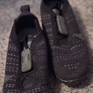 Black Mesh like Slip-On Shoes
